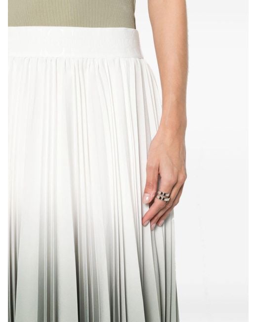 Peserico White Ombré-effect Pleated Skirt