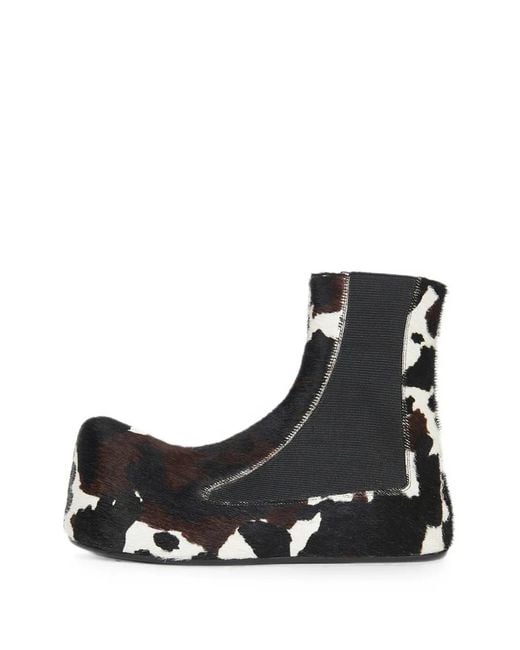 A.W.A.K.E. MODE Black Cow-Print Pony-Hair Ankle Boots