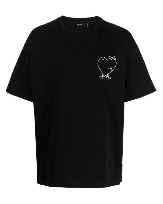 FIVE CM Black Heart-print Cotton T-shirt for men
