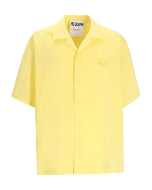 Moschino Yellow Short-Sleeve Button-Up Shirt for men