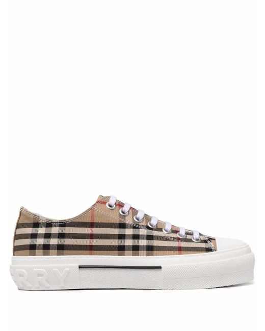 Burberry Brown Vintage Check Canvas Sneakers for men