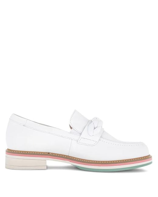 Gabor White Loafer Mit Flechtdetail