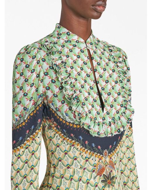 Etro Multicolor Geometric-print Midi Dress