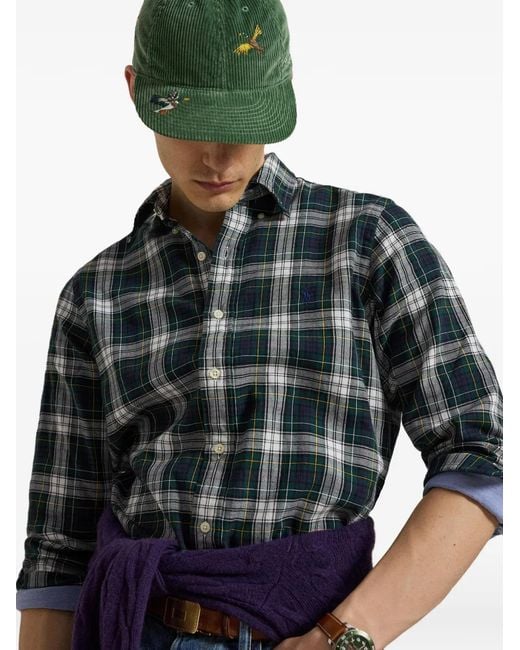 Polo Ralph Lauren Blue Oxford Tartan Button-Down Shirt for men