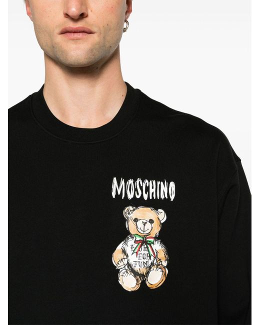 Moschino Black Teddy Bear Printed Sweatshirt for men