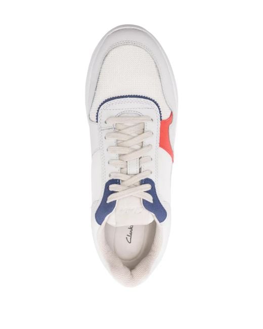 Clarks White Racelite Tor Panelled Sneakers for men
