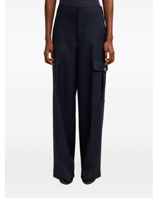 AMI Blue Straight Fit Cargo Trousers