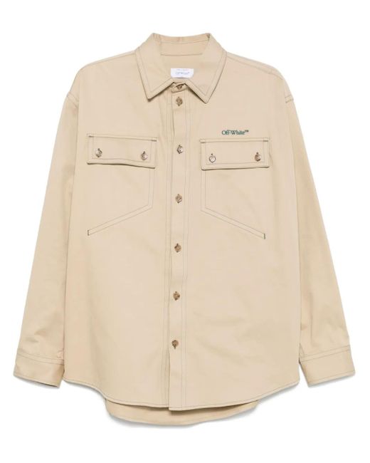 Camicia Stitch Cotgab di Off-White c/o Virgil Abloh in Natural da Uomo