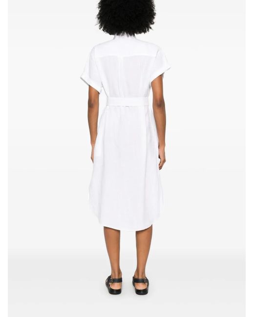 Polo Ralph Lauren White Belted Midi Dress