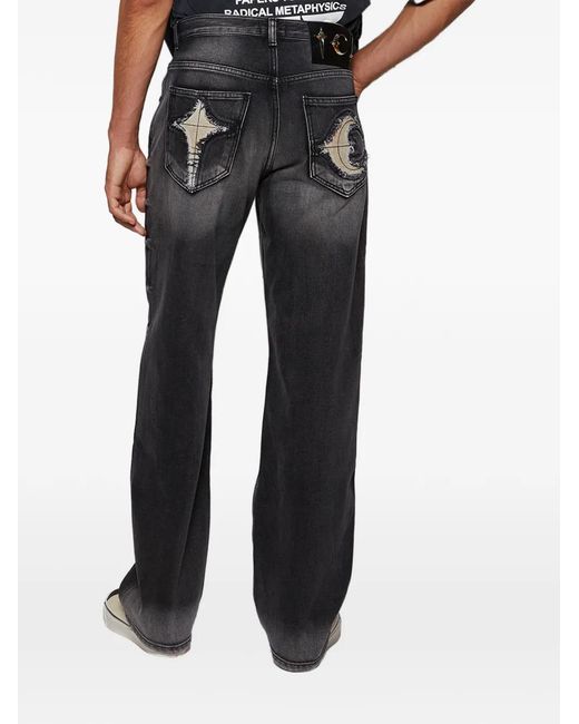THUG CLUB Black Bone-Detail Jeans for men