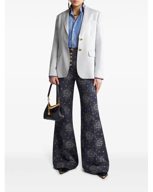 Etro Gray Single-Breasted Blazer