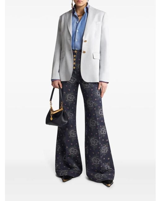 Etro Gray Single-Breasted Blazer