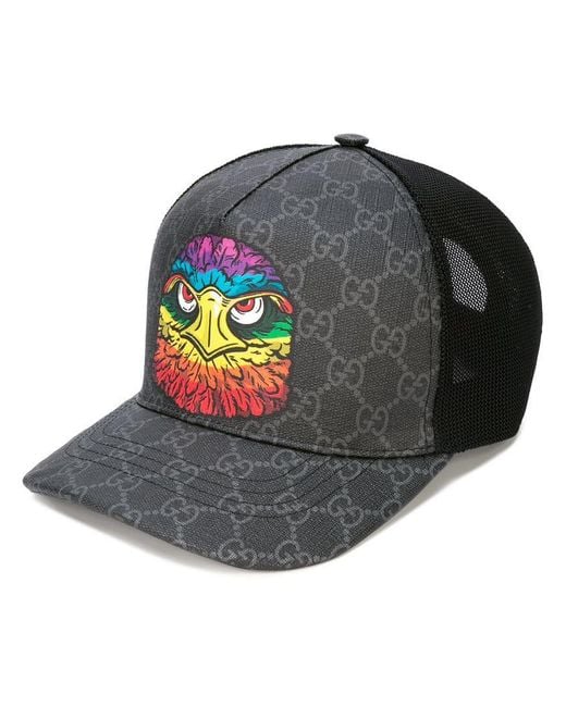 Gucci Black Eagle Print Baseball Cap for men