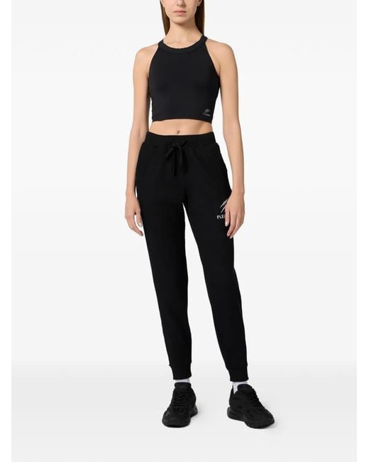 Philipp Plein Black Ribbed Scratch Joggers