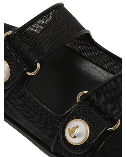 Jimmy Choo Black Fayence Pearl-Detail Sandals