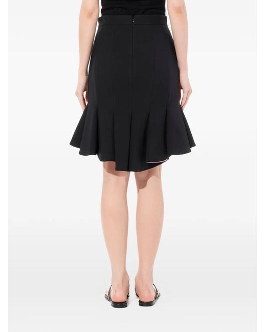 McQueen Black High-Low Pleated Mini Skirt