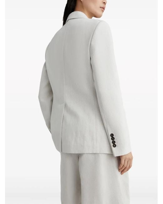 Brunello Cucinelli White Linen And Cotton Blend Single-breasted Jacket