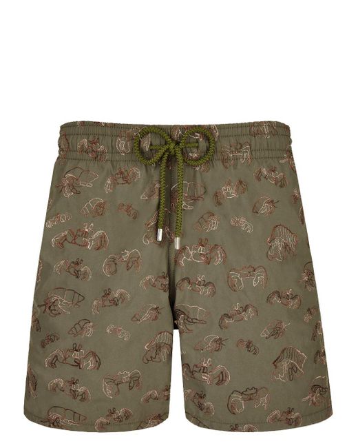 Vilebrequin Green Hermit Crabs-embroidered Swim Shorts for men