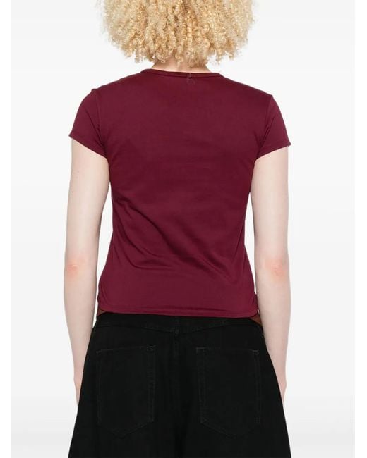 The Attico Bordeauc Cotton T-Shirt With Embroidered Logo