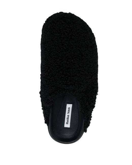 Reike Nen Black Faux-Fur Slip-On Loafers