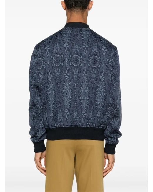 Etro Blue Patterned-Jacquard Bomber Jacket for men