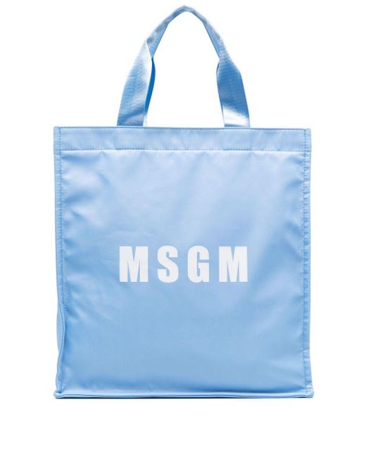 Bolso shopper con logo estampado MSGM de color Blue