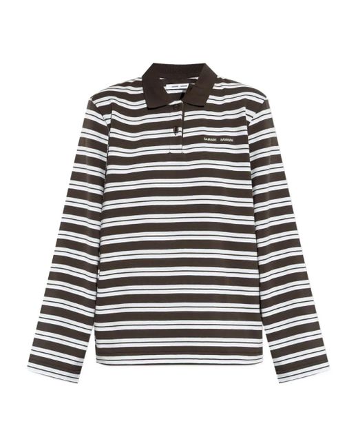 Samsøe & Samsøe Sandover Gestreept Poloshirt Met Lange Mouwen in het Black