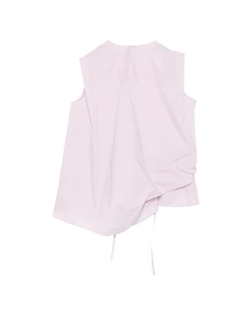 JNBY Pink Asymmetric Ruffled Blouse