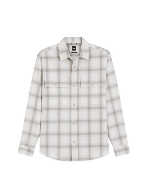 Boss White Chemise À Carreaux Et Poche À Rabat for men