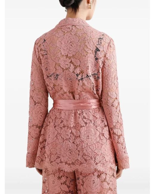Dolce & Gabbana Pink Dna Floral-Lace Shirt