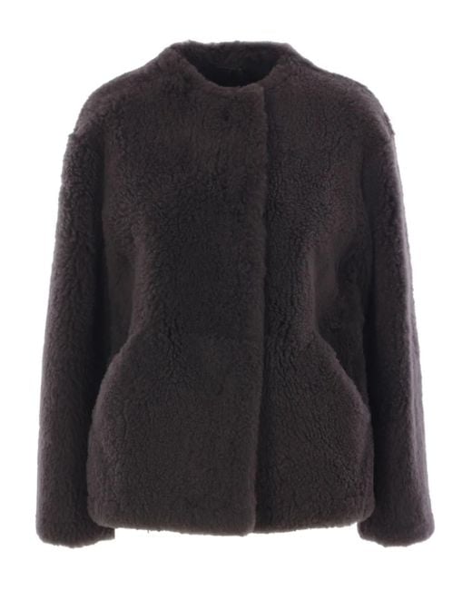 Max Mara Black Shearling-Mantel