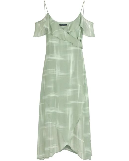 ARMANI EXCHANGE Green Ruffled Off-Shoulder Dress