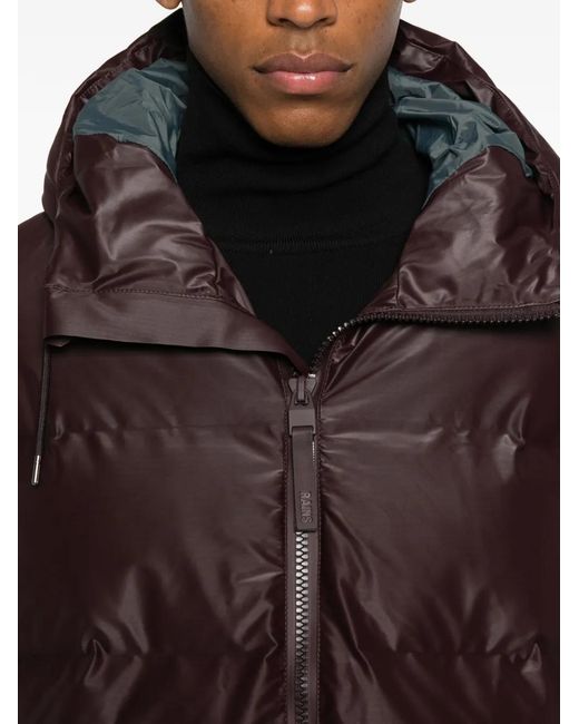 Rains Brown Alta Hooded Zip-Fastening Jacket