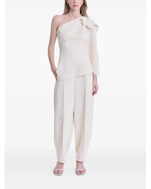 FFORME White One-Shoulder Ruffled Top