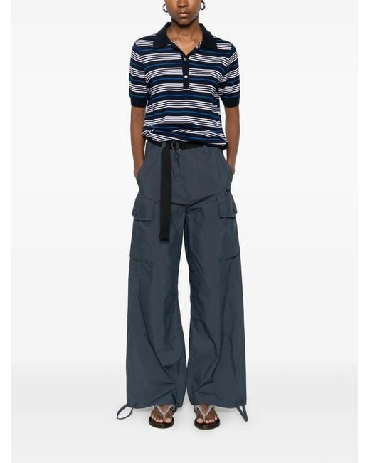 P.A.R.O.S.H. Blue Striped Buttoned Polo Shirts