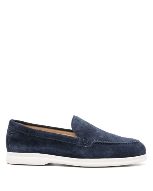 Doucal's Blue Almond-toe Suede Loafers