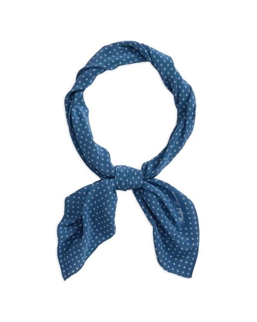 Ralph Lauren Blue Neat-Print Silk Neckerchief for men