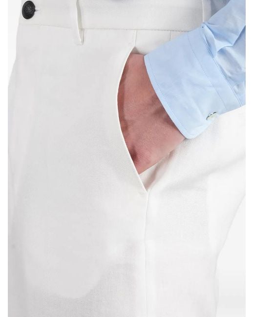 Tagliatore White Pressed-Crease Tailored Trousers for men