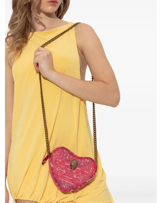 Kurt Geiger Purple Kensington Heart Heart-Shaped Crystal-Embellished Tote Bag