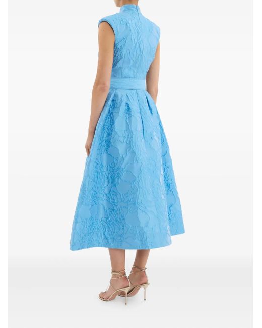 Rebecca Vallance Blue Aegir Cut-Out Belted Midi Dress