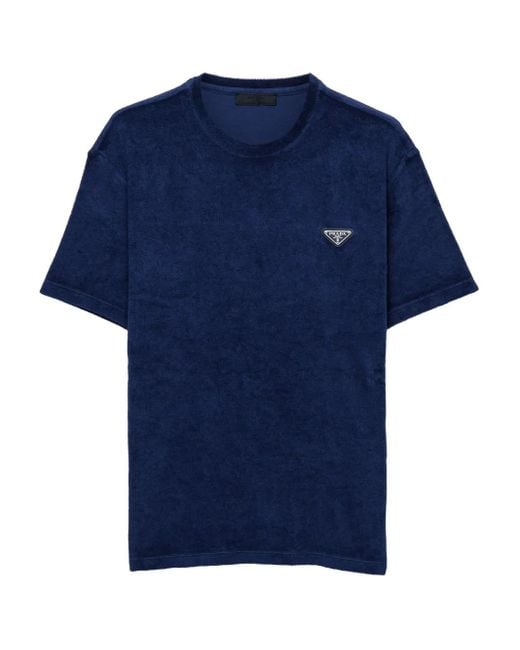 Prada Blue Terry Towelling T-Shirt for men