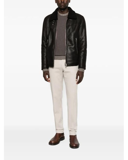 Dondup Black Leather Jacket for men
