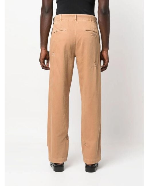 Palm Angels Natural Ripped-Detail Straight-Leg Trousers for men