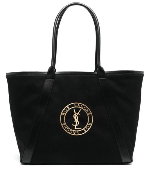 Saint Laurent Black Rive Gauche Canvas Tote Bag