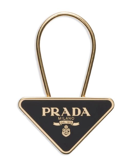 Prada White Triangle-Logo Keyring