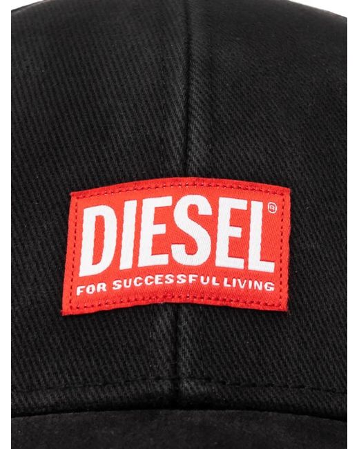 DIESEL Black Logo-Patch Baseball Cap for men