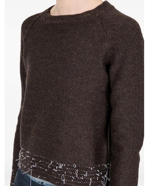 Maison Margiela Brown Crew Neck Long-Sleeve Cardigan
