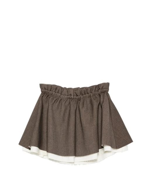 ELEH Brown Layered Mini Skirt