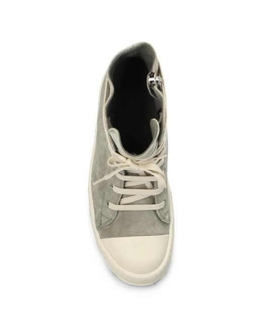 Rick Owens Natural Leather High-Top Sneakers