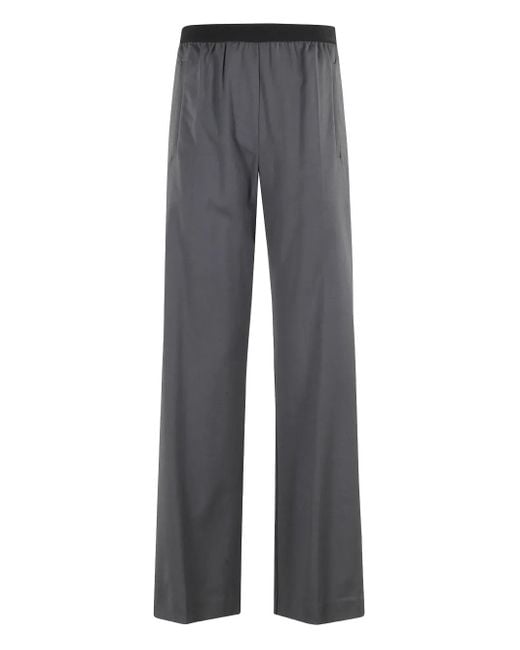 Tela Gray Elastic-Waistband Wide-Leg Trousers